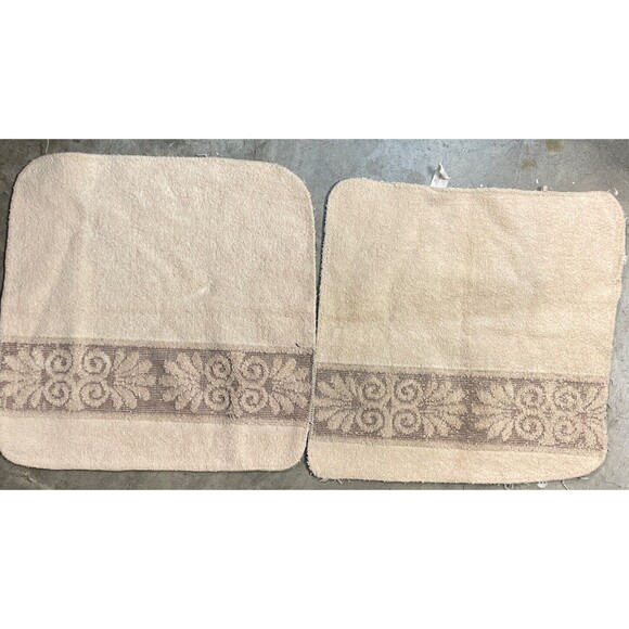 2 Monticello Cannon Santa Cruz Brown Tan MCM Washcloth Vintage Made in USA - Picture 1 of 6